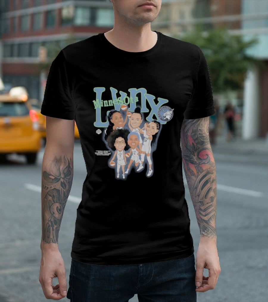 Minnesota Lynx Big 5 WNBA Basketball Caricature Team Spirit T-Shirt