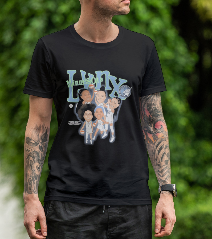 Minnesota Lynx Big 5 WNBA Basketball Caricature Team Spirit T-Shirt