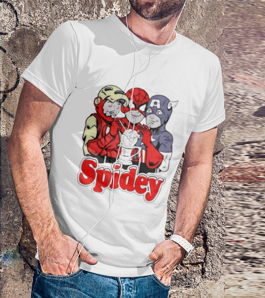 Spidey Iron Man Captain America Beer Meme T-Shirt