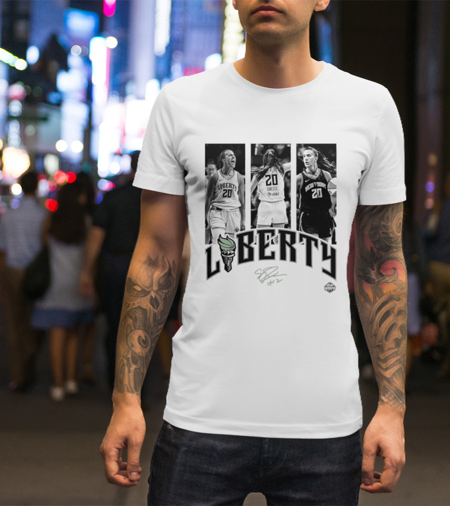 Sabrina Ionescu Liberty WNBA Player Collage Signature T-Shirt