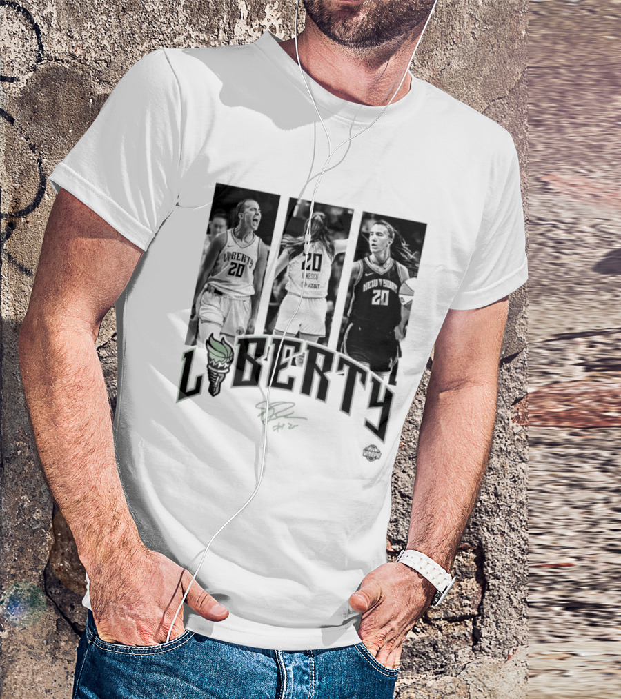 Sabrina Ionescu Liberty WNBA Player Collage Signature T-Shirt