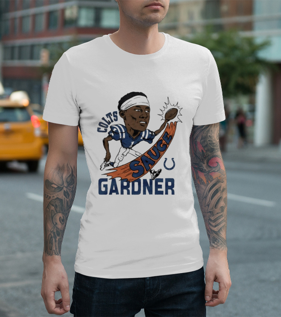 Colts Sauce Gardner Indianapolis Football Player Caricature T-Shirt