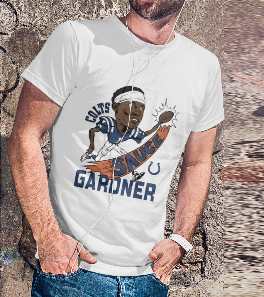 Colts Sauce Gardner Indianapolis Football Player Caricature T-Shirt