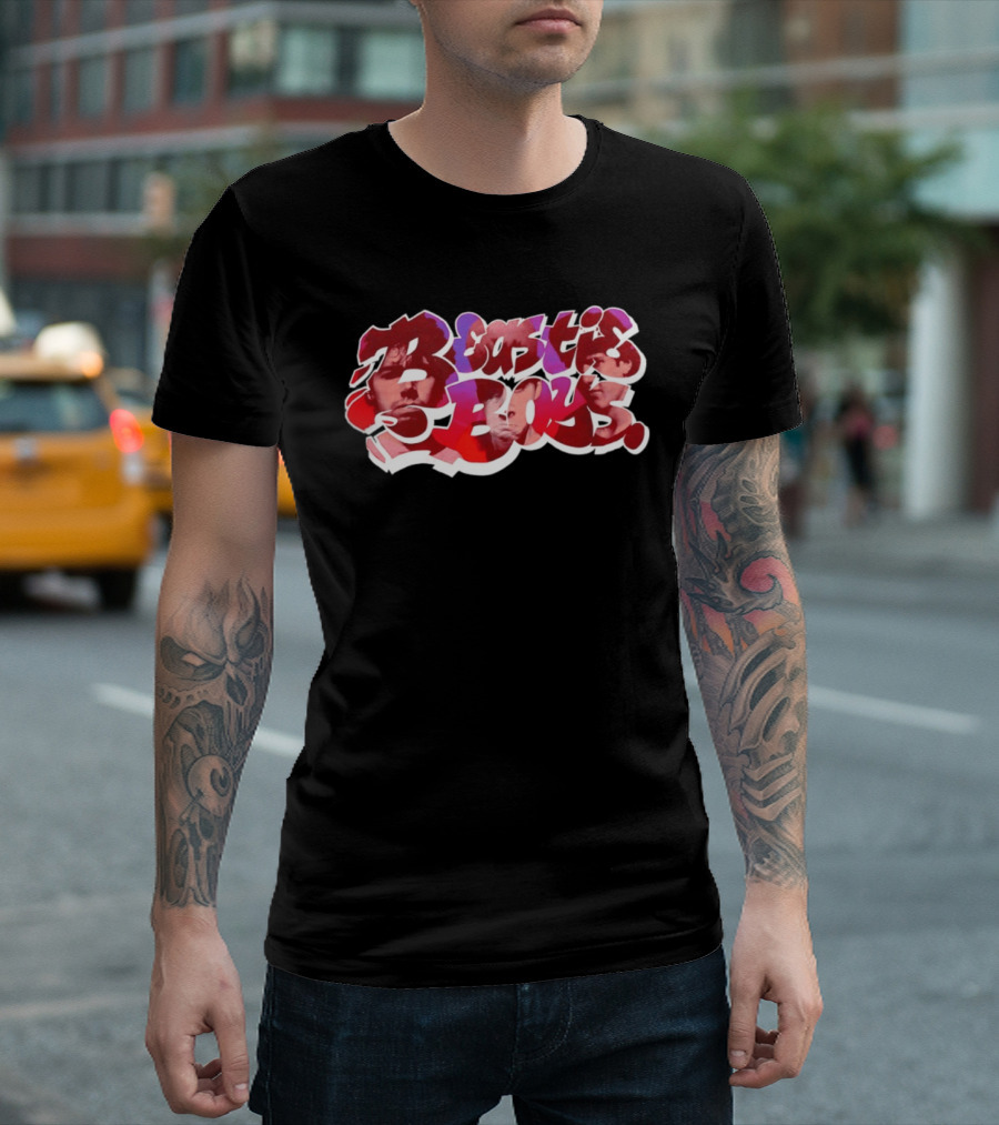 Beastie Boys Get Busy Or Get Lost Red And White Text With Faces T-Shirt