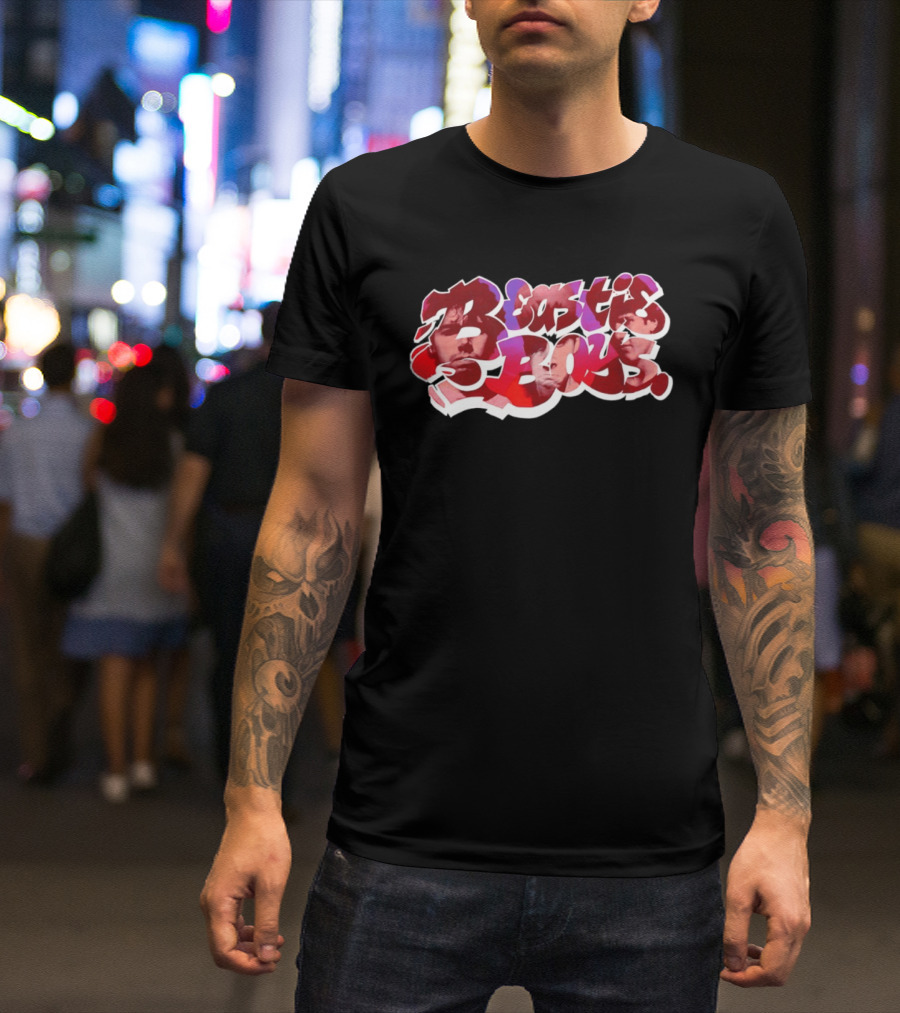 Beastie Boys Get Busy Or Get Lost Red And White Text With Faces T-Shirt