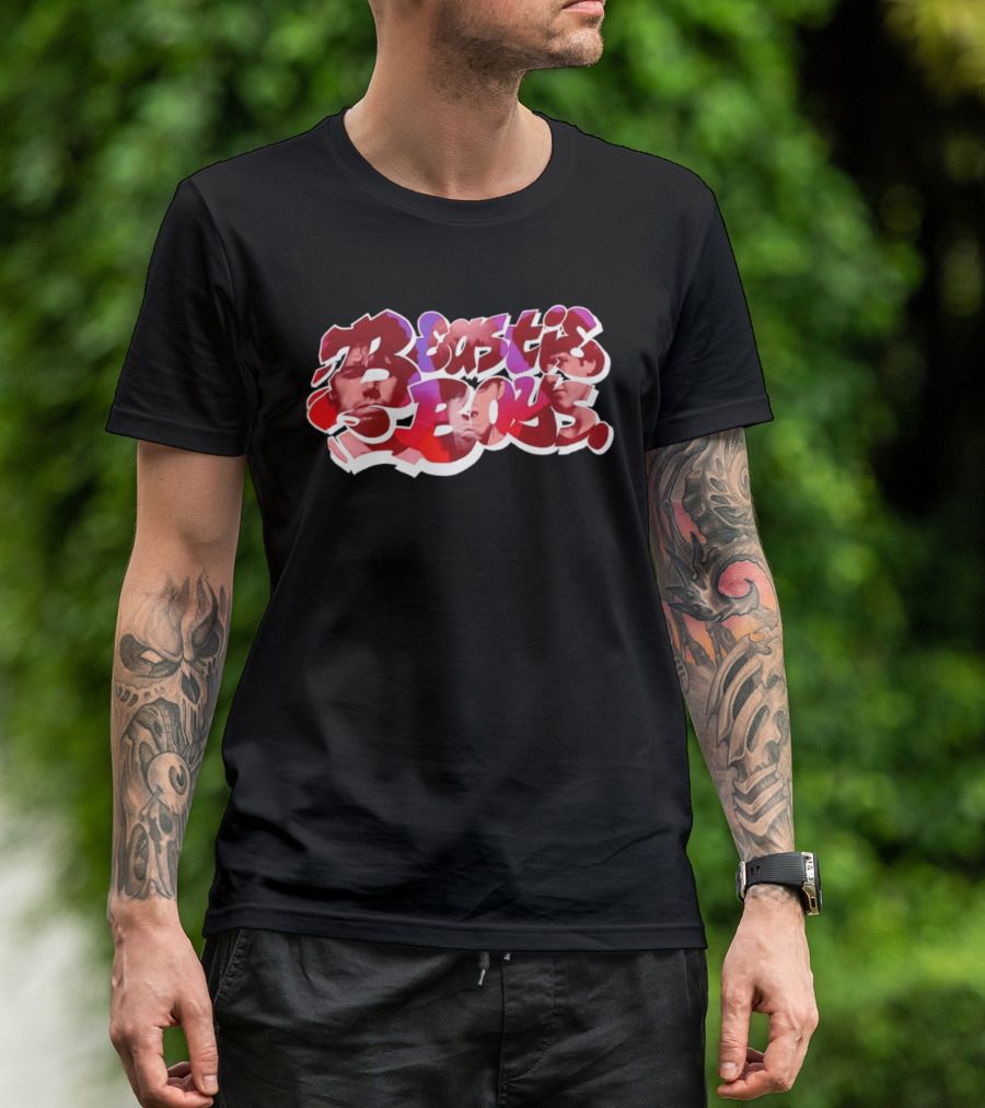 Beastie Boys Get Busy Or Get Lost Red And White Text With Faces T-Shirt