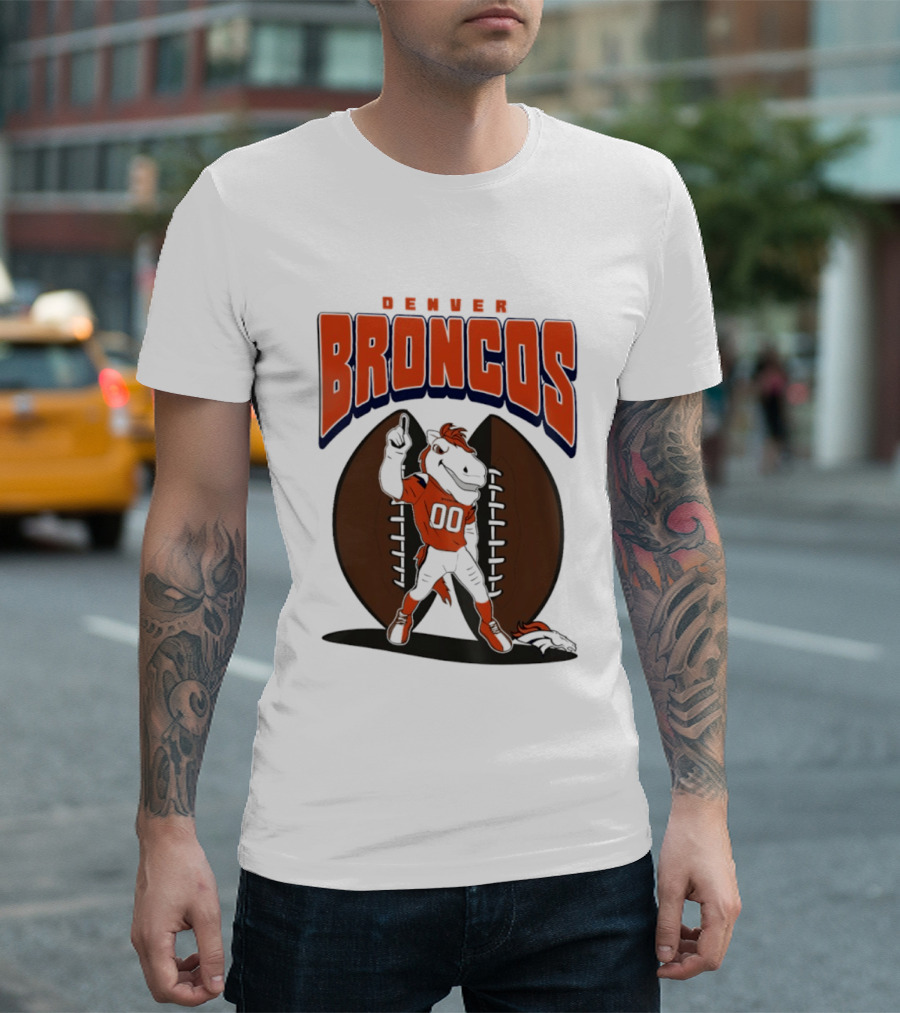 Denver Broncos 2026 Mascot Miles And Football T-Shirt