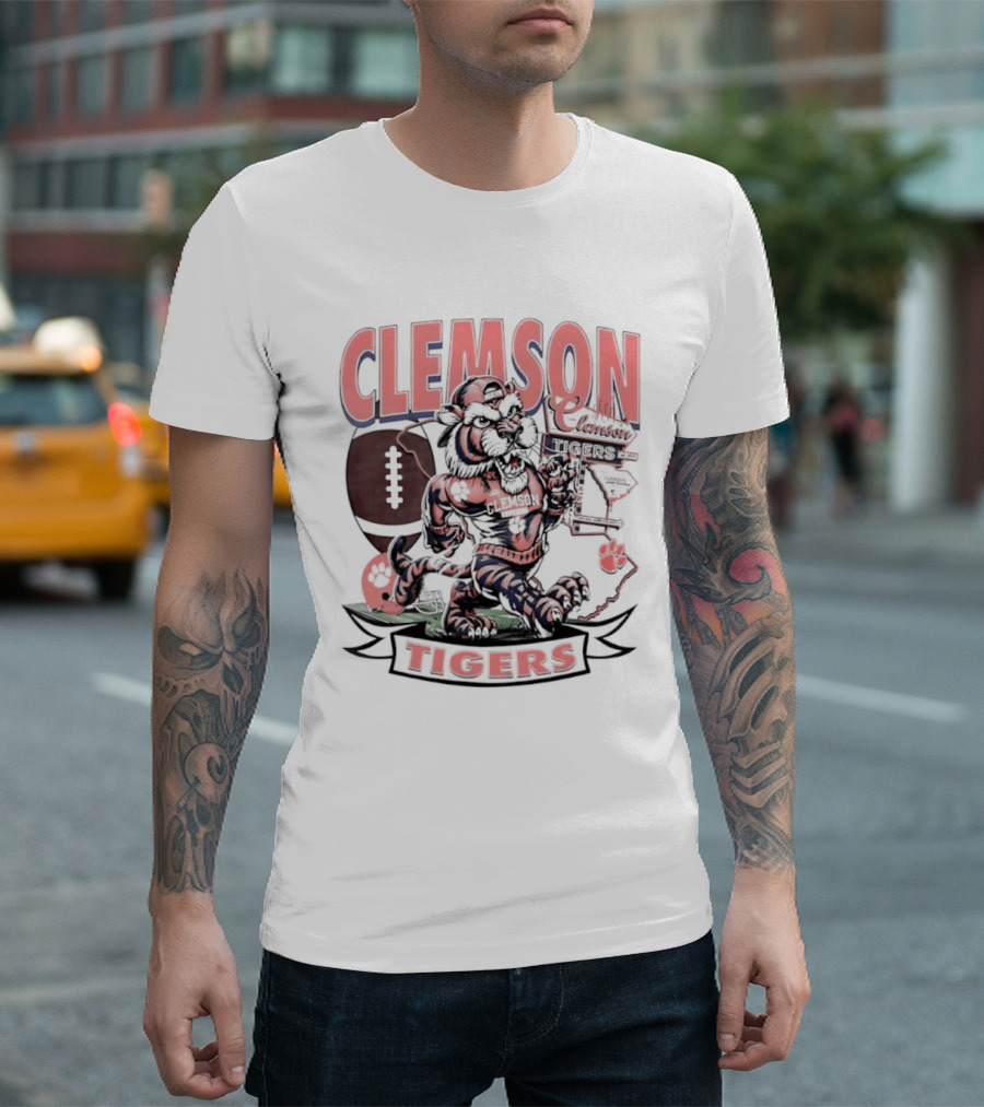 Clemson Tigers Football NCAA Cartoon T-Shirt