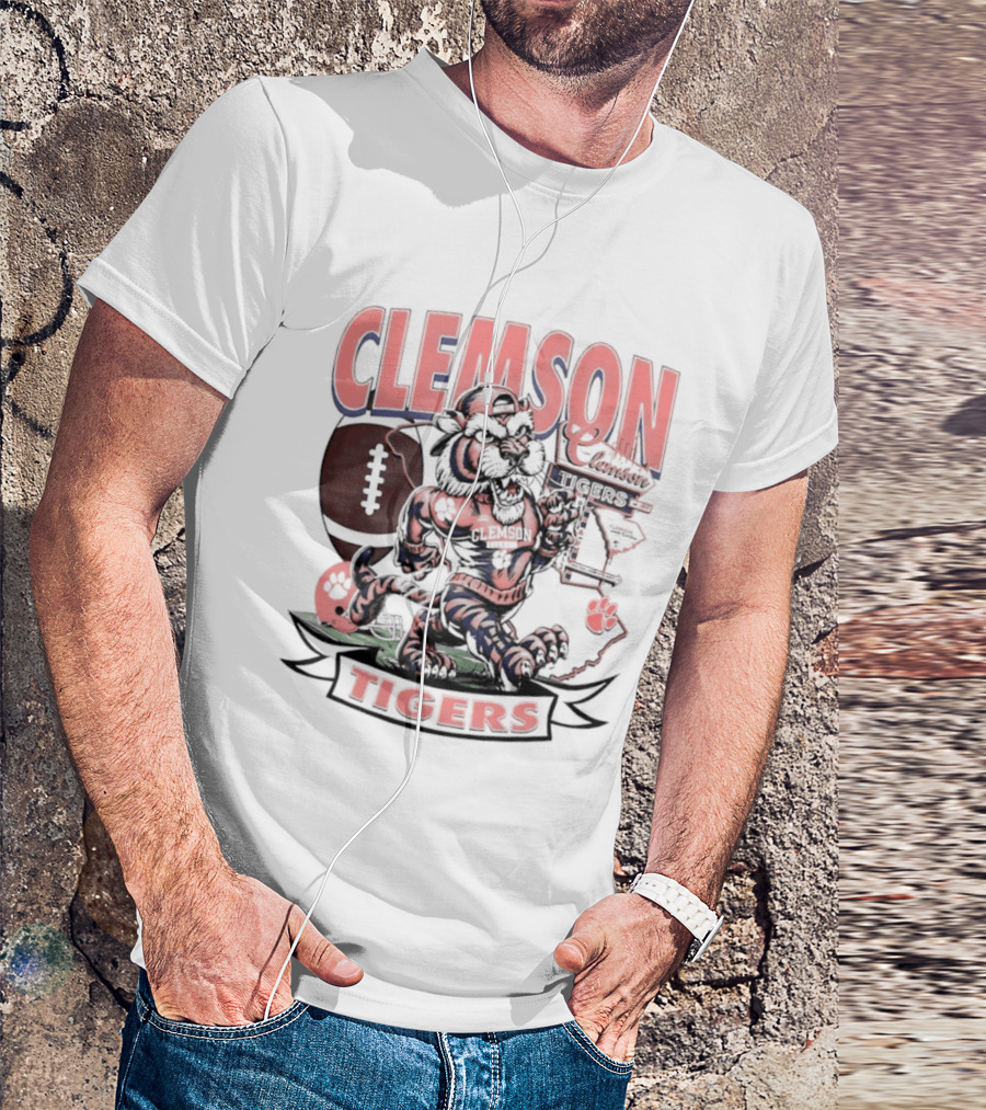 Clemson Tigers Football NCAA Cartoon T-Shirt