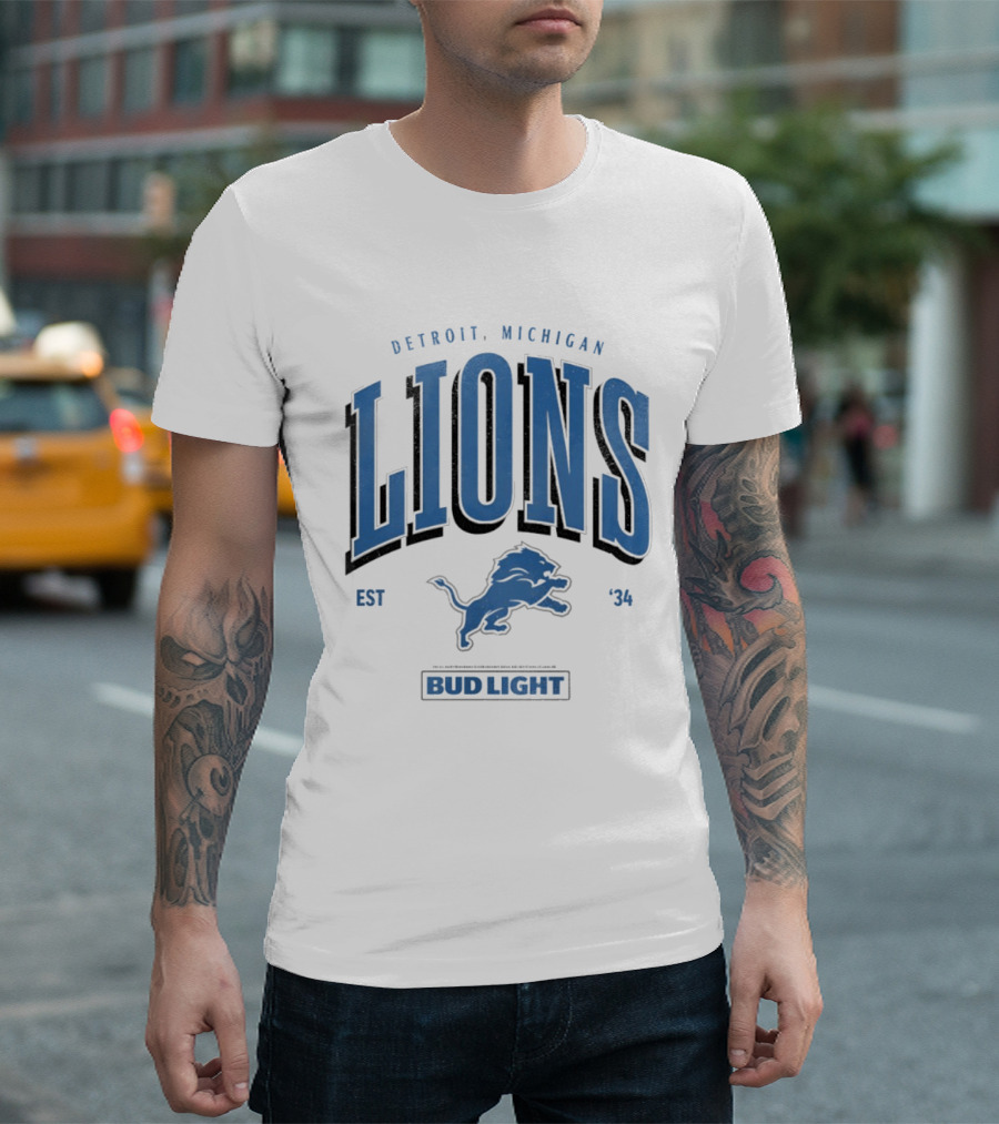Detroit Michigan Lions Est '34 Bud Light T-Shirt