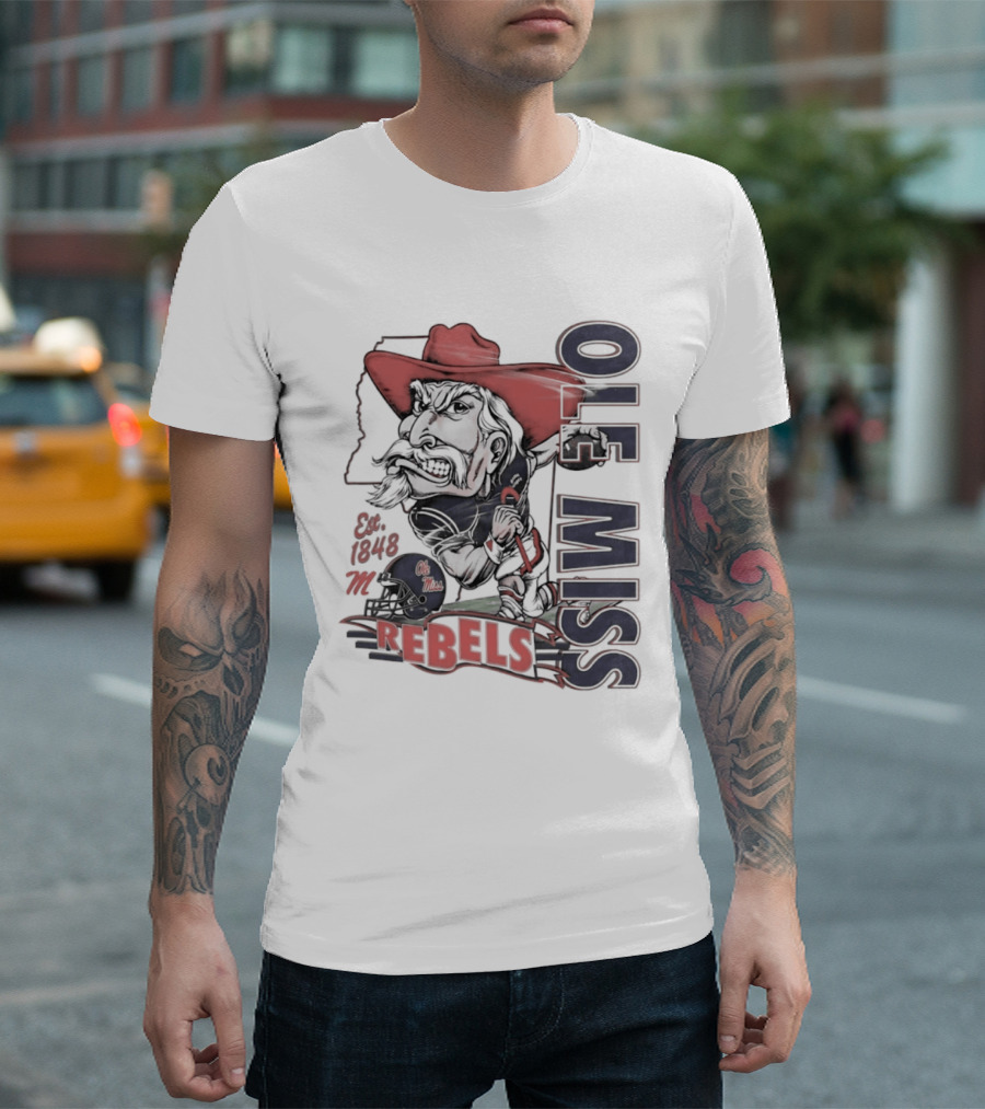 Ole Miss Rebels Est 1848 Vintage Colonel Reb NCAA Football T-Shirt