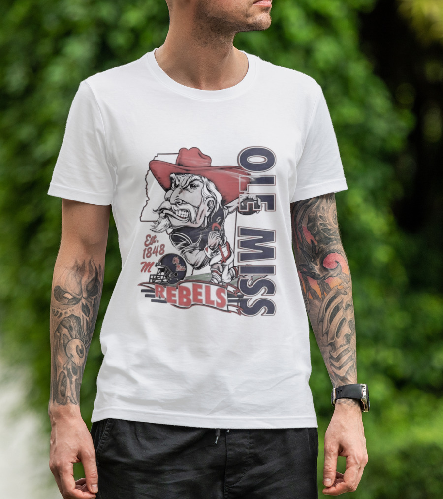 Ole Miss Rebels Est 1848 Vintage Colonel Reb NCAA Football T-Shirt