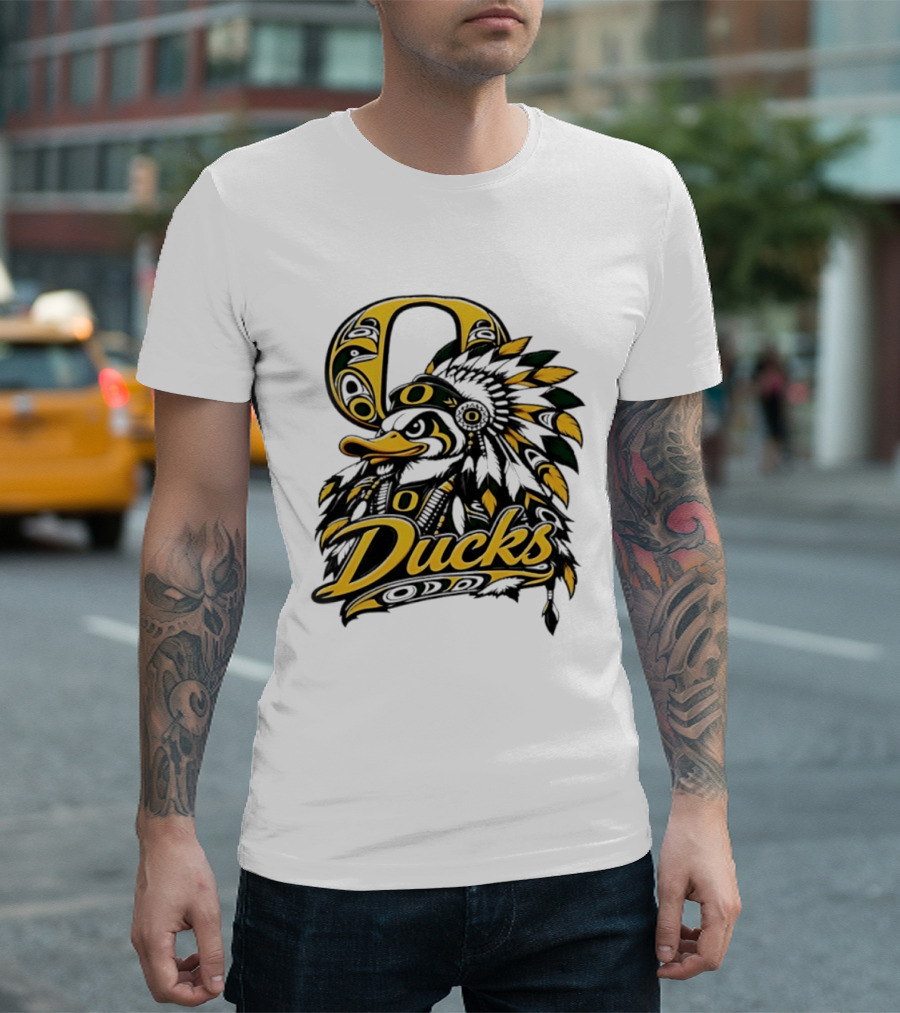 Oregon Ducks Native American Headdress Tribal T-Shirt