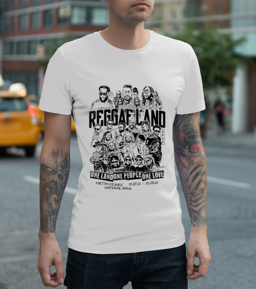 Reggae Land 2026 One Land One People One Love Bandana Army Jacket Rasta Roots Celebration T-Shirt