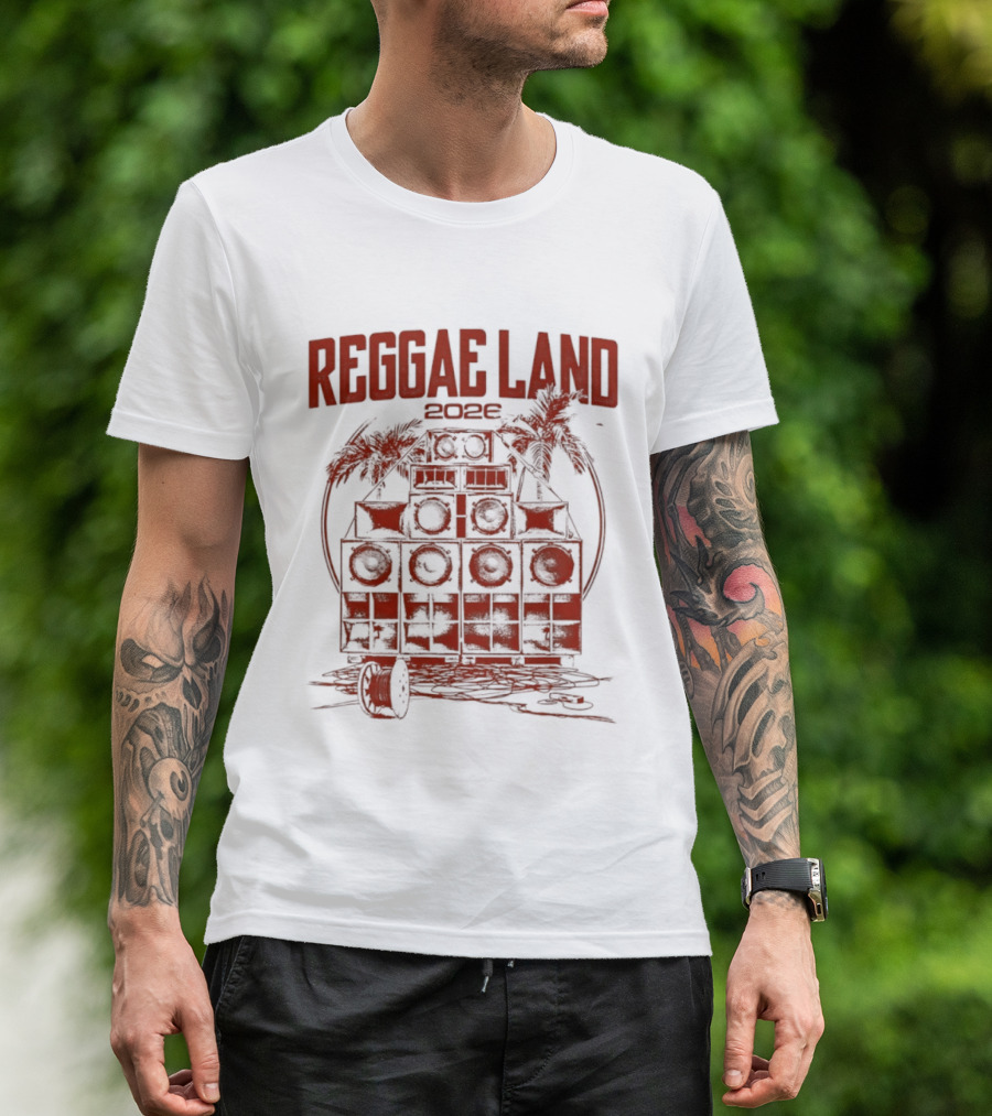 Reggae Land 2026 Soundsystem Palm Trees Stack T-Shirt