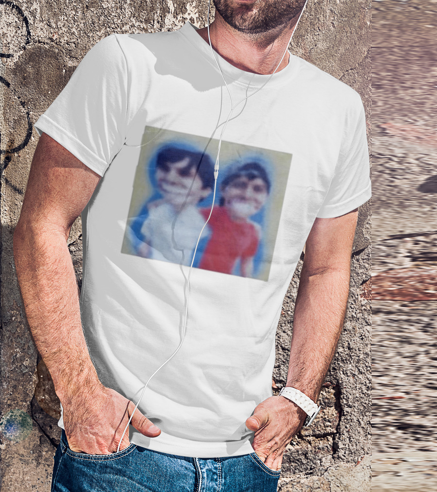 Slushy Noobs Hugging Cartoon Characters In Red And White Outfits T-Shirt