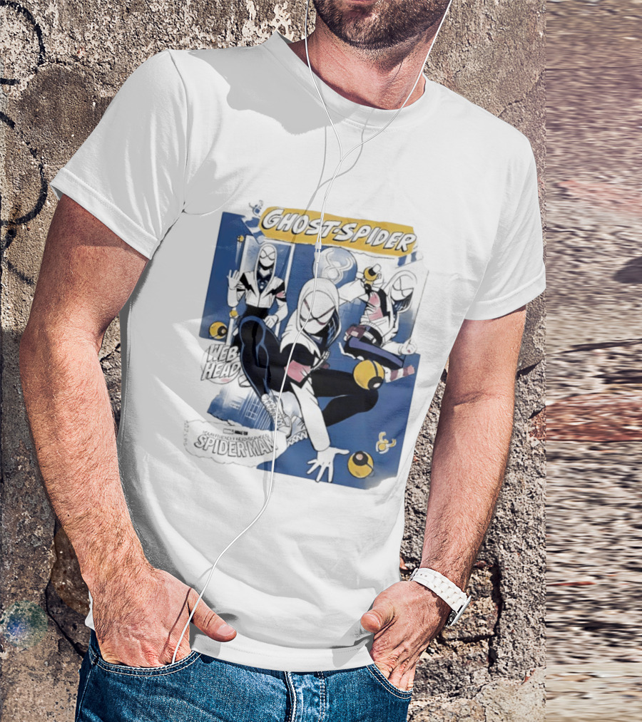 Ghost Spider Web Head Spider Man T-Shirt