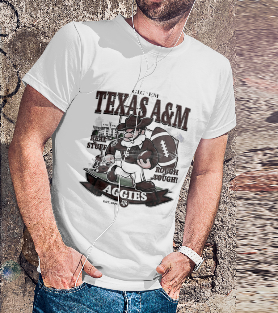 Texas A&M Aggies Gig 'Em Real Stuff Rough Tough T-Shirt