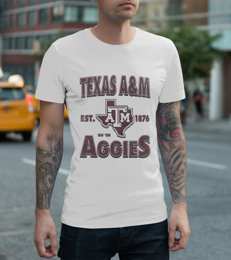 Texas A&M Est 1876 Gig 'Em Aggies A&M Logo State T-Shirt
