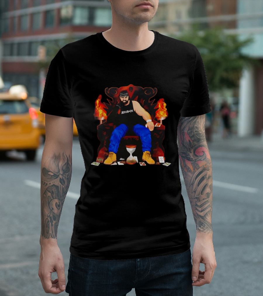 Eddie Kingston Throne Kizus On Playing Cards Flames Hourglass T-Shirt