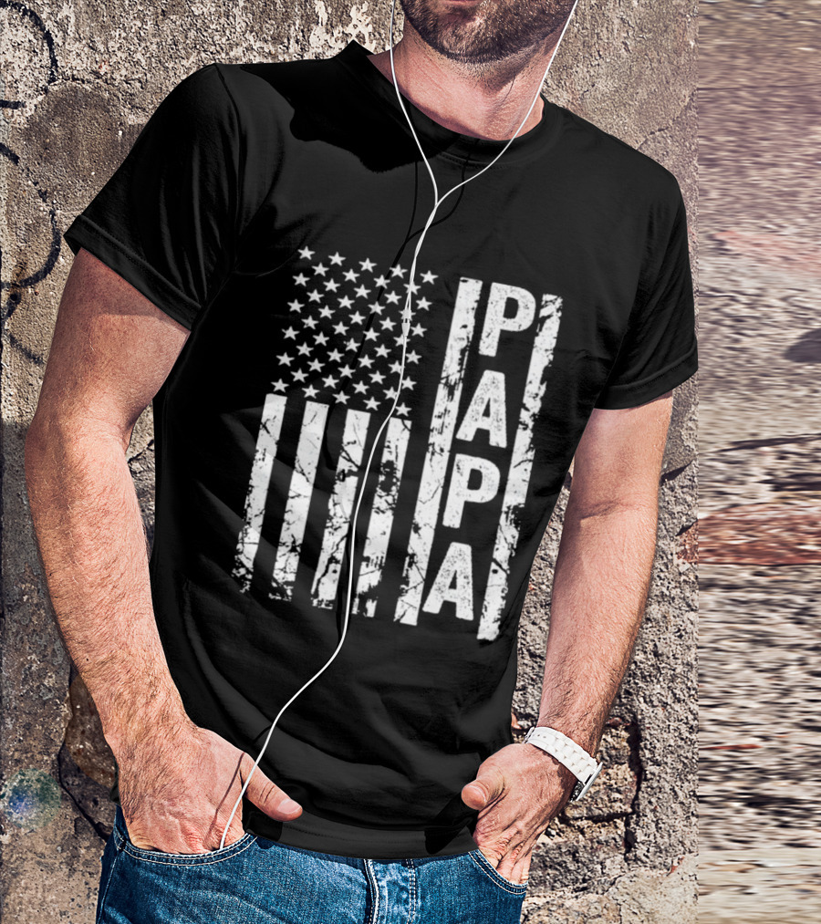 Papa USA Flag Distressed Style Stars And Stripes T-Shirt