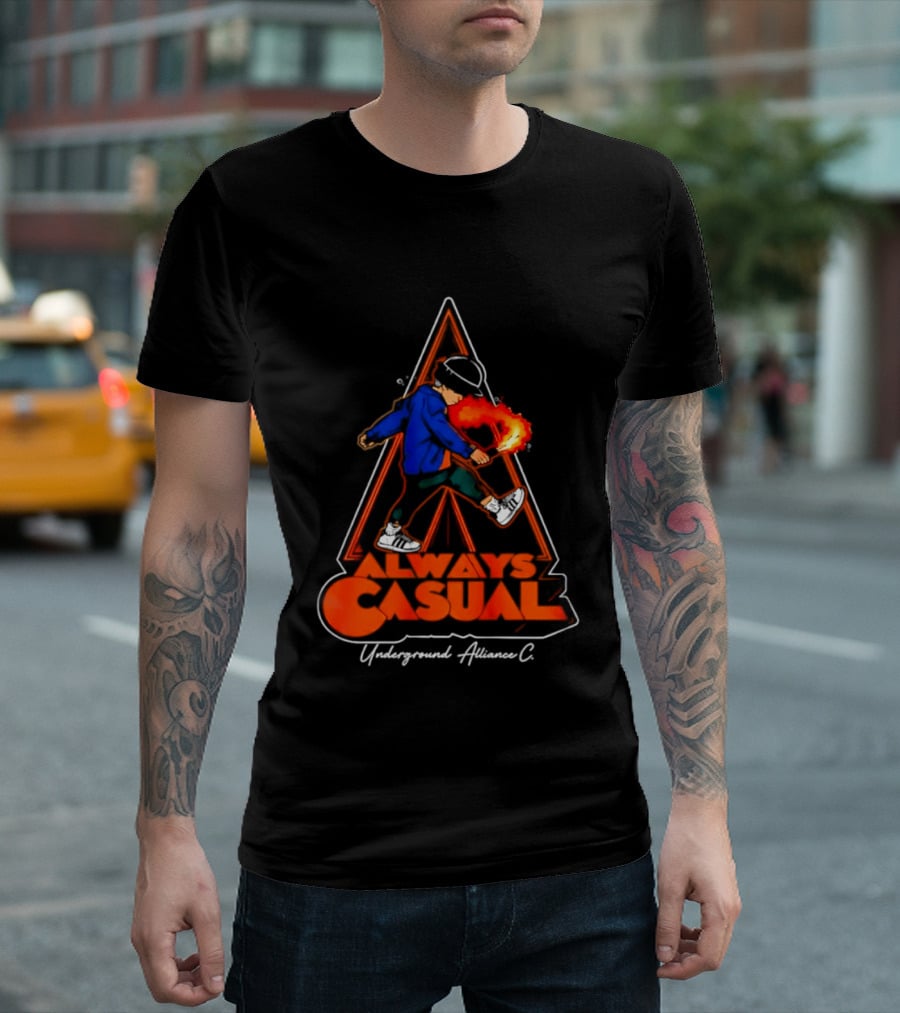 Always Casual Underground Alliance C Youth Flare Fire Backpack Street T-Shirt