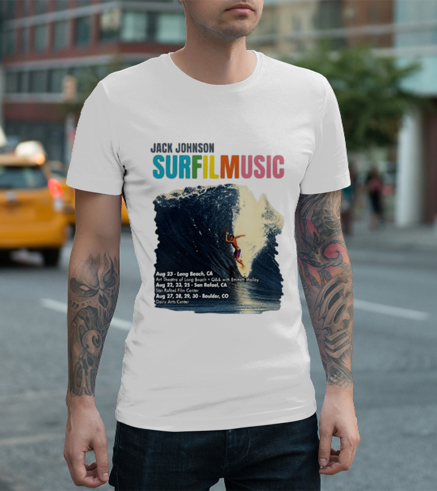 Jack Johnson Surf Film Music Long Beach Art Theatre Aug 23 2026 T-Shirt