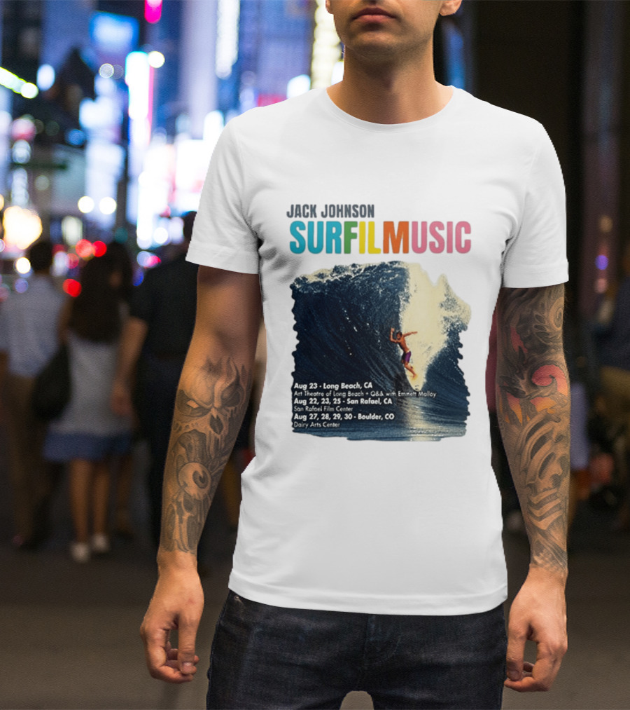 Jack Johnson Surf Film Music Long Beach Art Theatre Aug 23 2026 T-Shirt