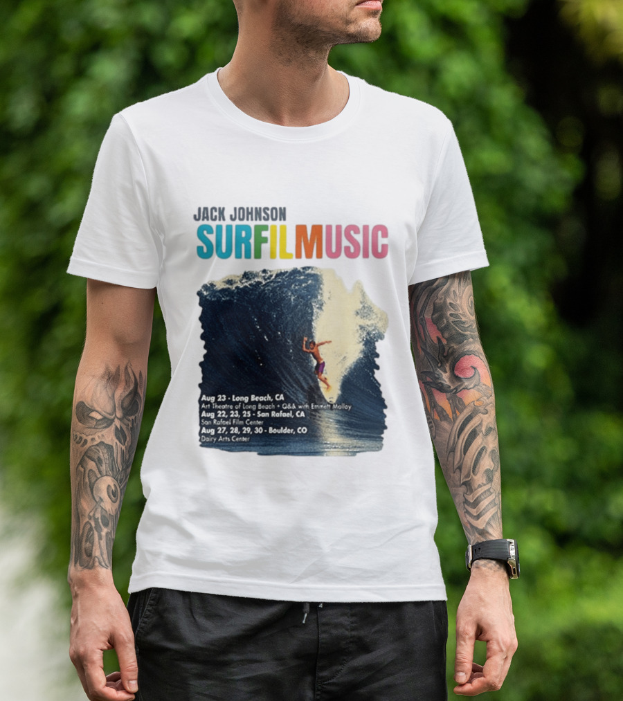 Jack Johnson Surf Film Music Long Beach Art Theatre Aug 23 2026 T-Shirt