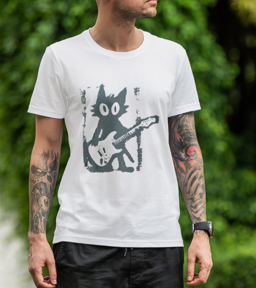 Rock Star Cat Electric Guitar Kitty Playful Feline Musician T-Shirt