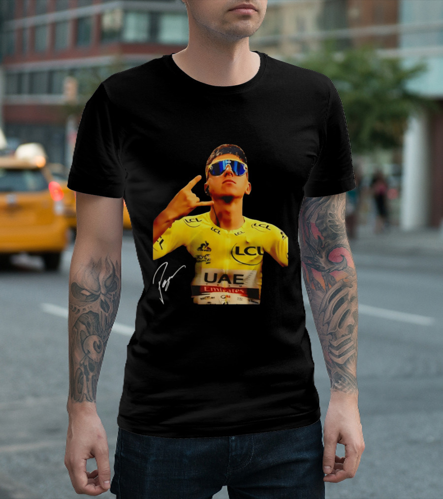 Tadej Pogacar UAE Emirates Cycling Team Slovenia LCL Yellow Jersey T-Shirt