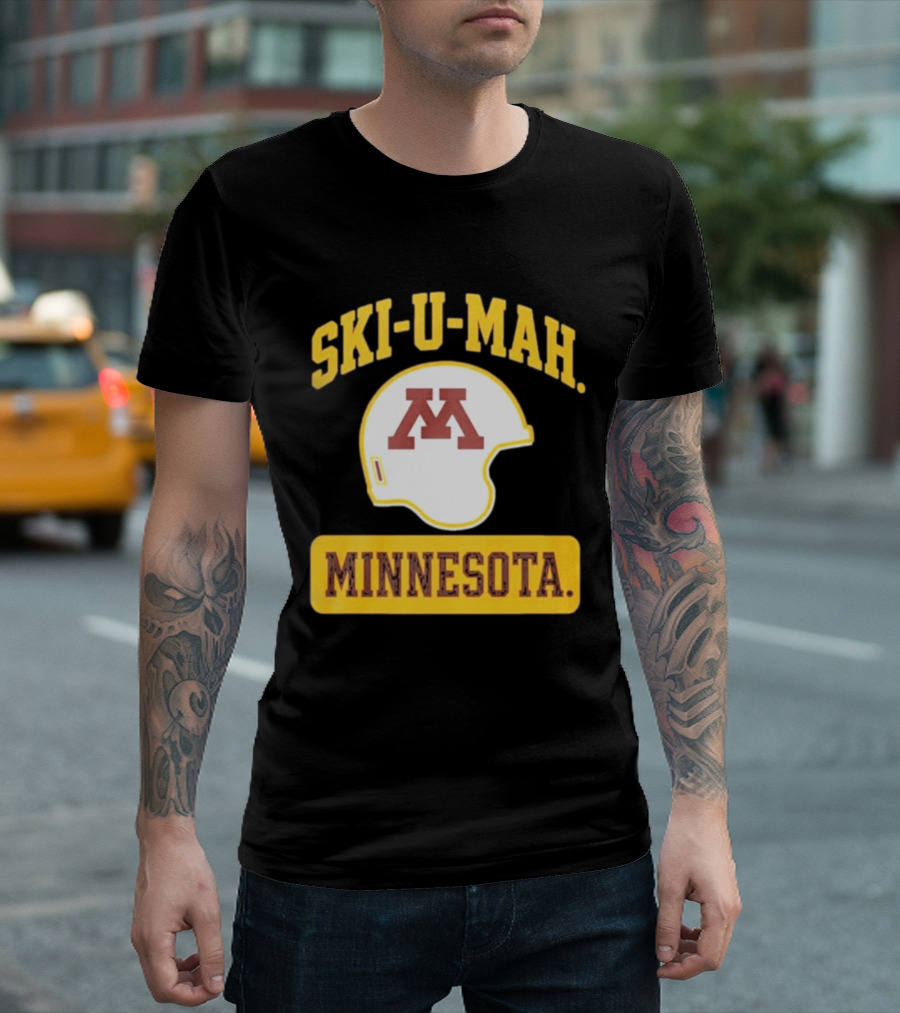 Mills Armbruster Ski U Mah Minnesota Football Helmet T-Shirt