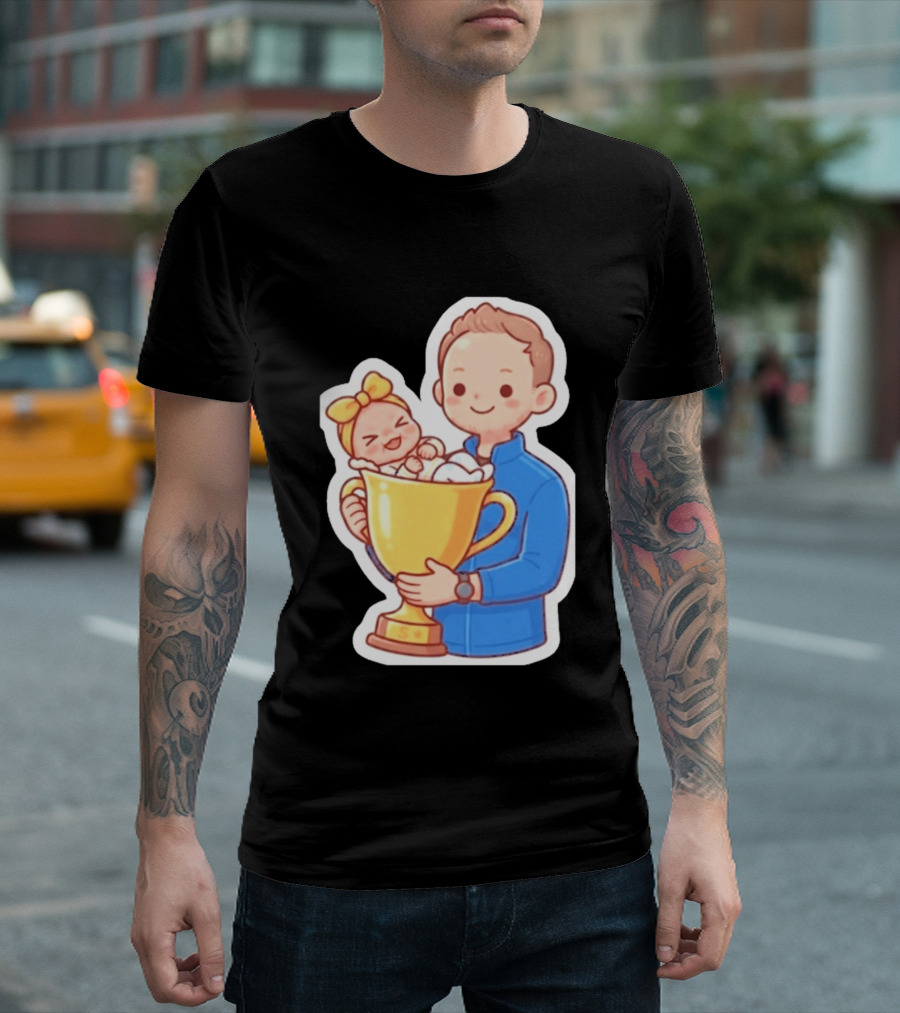 My Greatest Trophy Dad Holding Baby In Golden Cup T-Shirt
