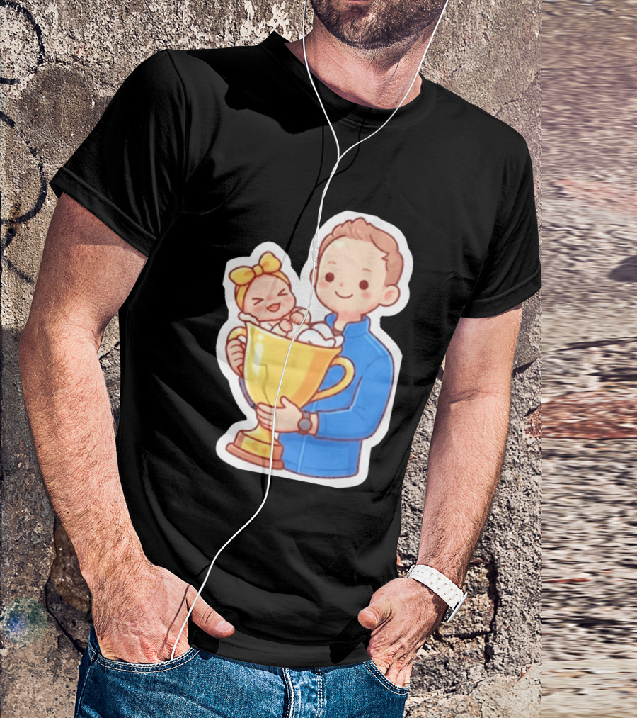 My Greatest Trophy Dad Holding Baby In Golden Cup T-Shirt