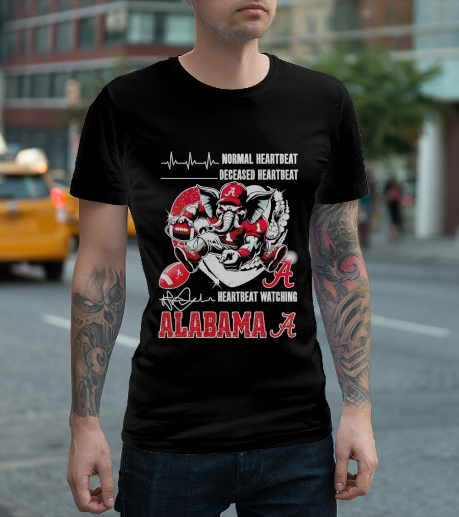 Alabama Crimson Tide Heartbeat Ing Football Fan Spirit T-Shirt
