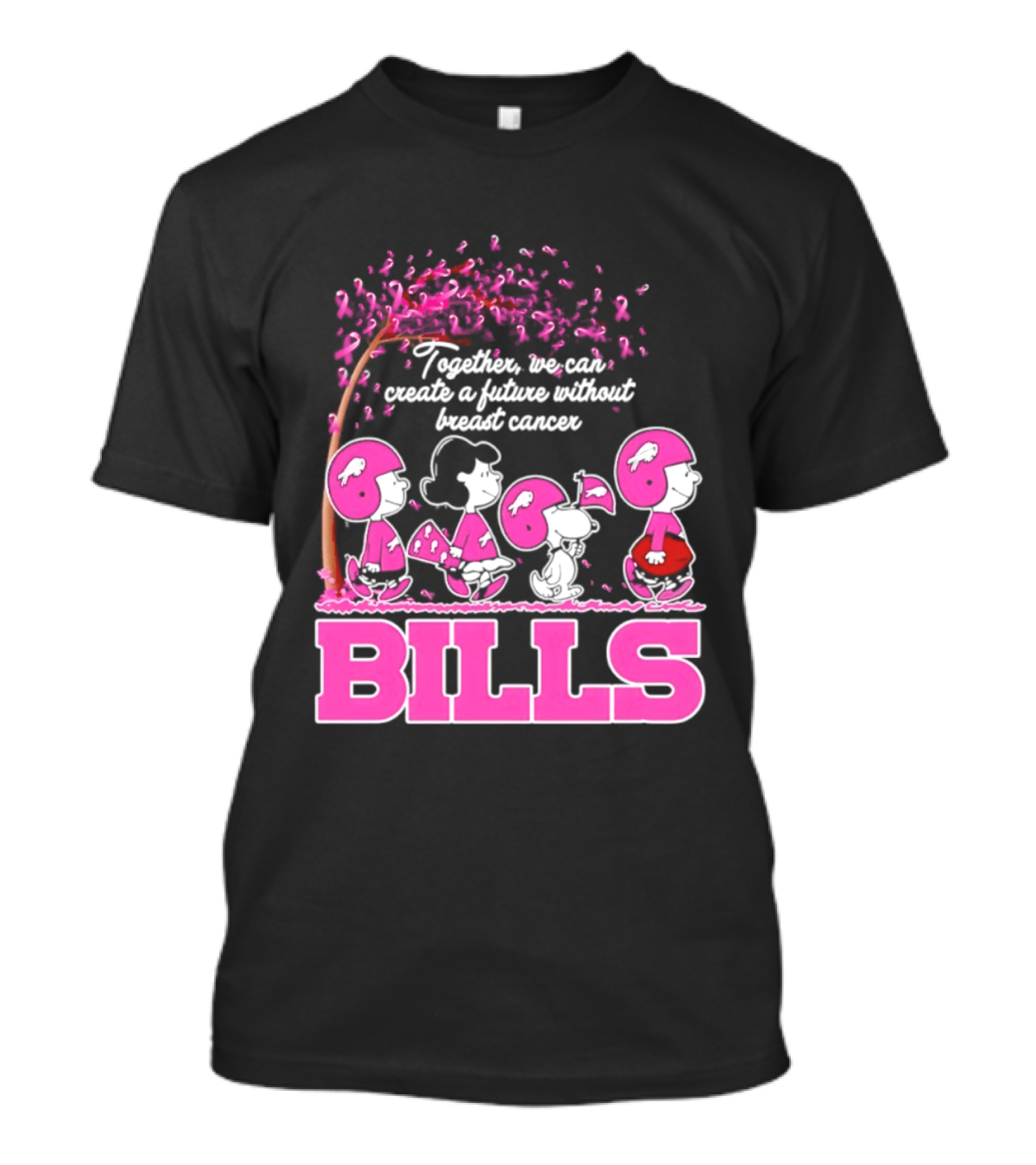 Peanuts Buffalo Bills Together We Can Create A Future Without Breast Cancer T-Shirt