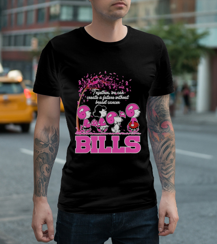 Peanuts Buffalo Bills Together We Can Create A Future Without Breast Cancer T-Shirt