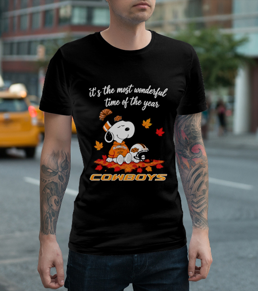 Snoopy Oklahoma State Cowboys It's The Most Wonderful Time Of The Year Halloween 2026 T-Shirt