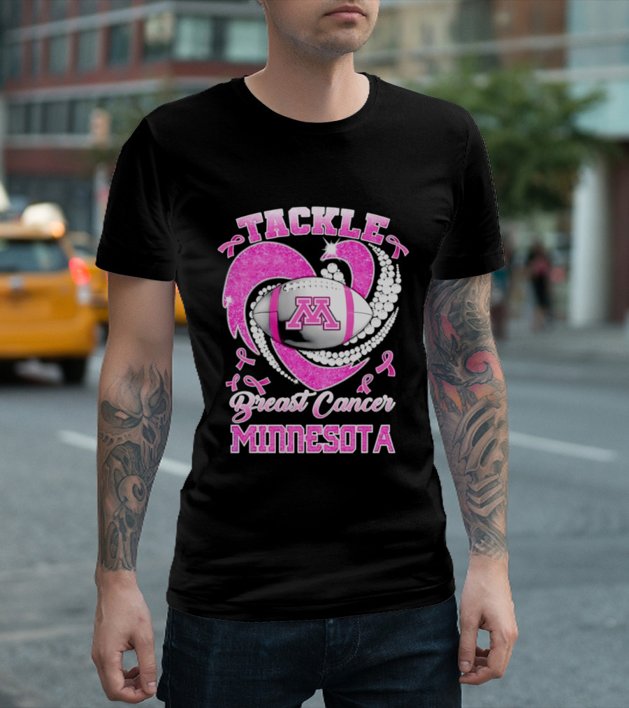 Pink Ribbon Tackle Breast Cancer Minnesota Football T-Shirt