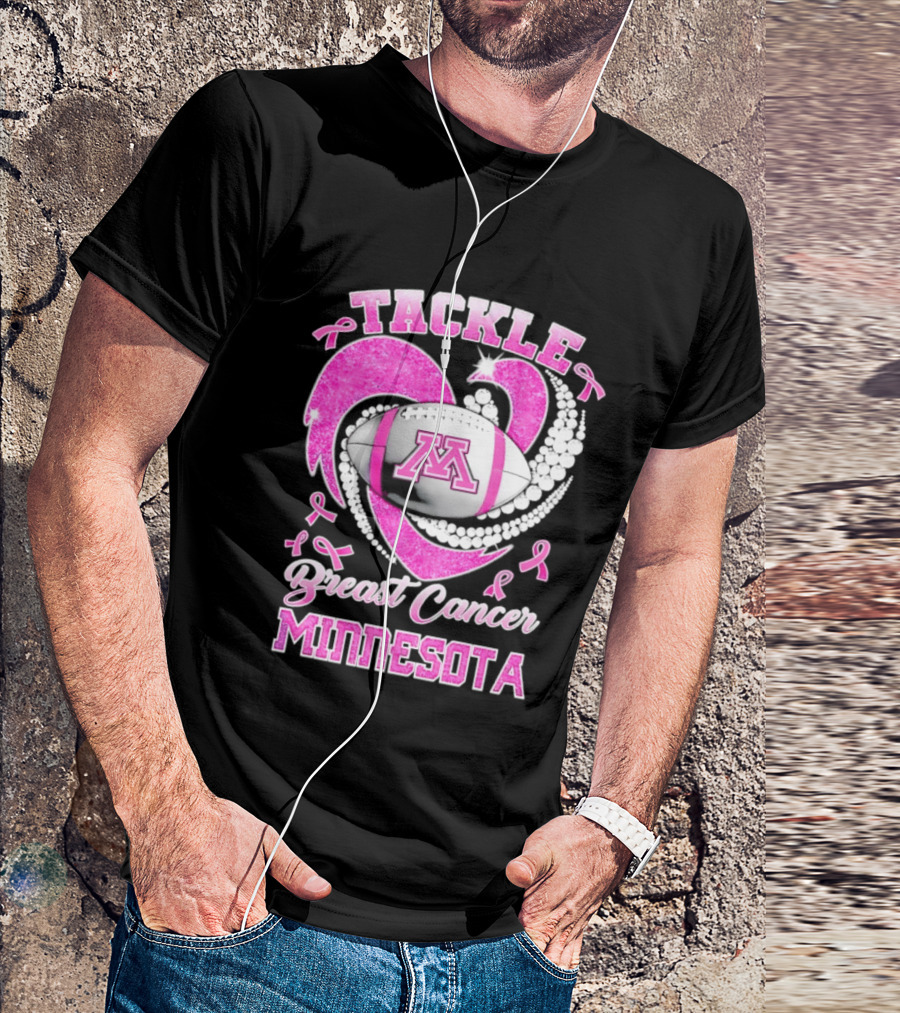 Pink Ribbon Tackle Breast Cancer Minnesota Football T-Shirt