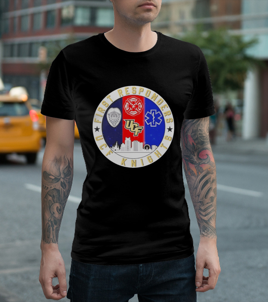 UCF Knights First Responders Orlando Skyline Police Fire EMS T-Shirt