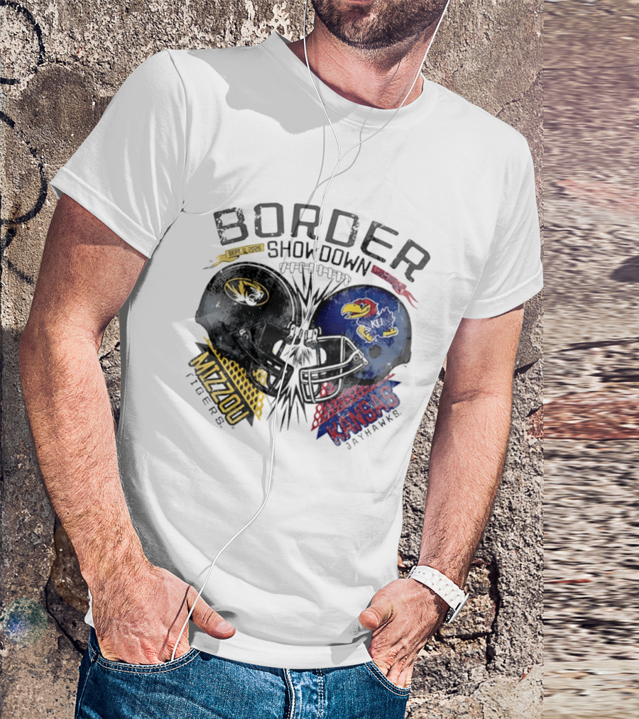 Kansas Jayhawks Missouri Tigers NCAA Border Showdown 2026 Helmet Matchup September 12 T-Shirt
