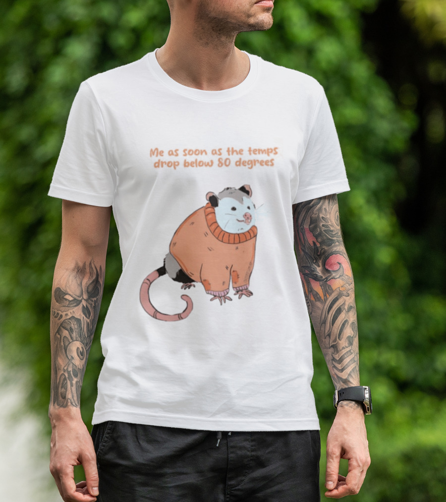 Opossum Cozy Sweater Temps Below 80 Degrees T-Shirt