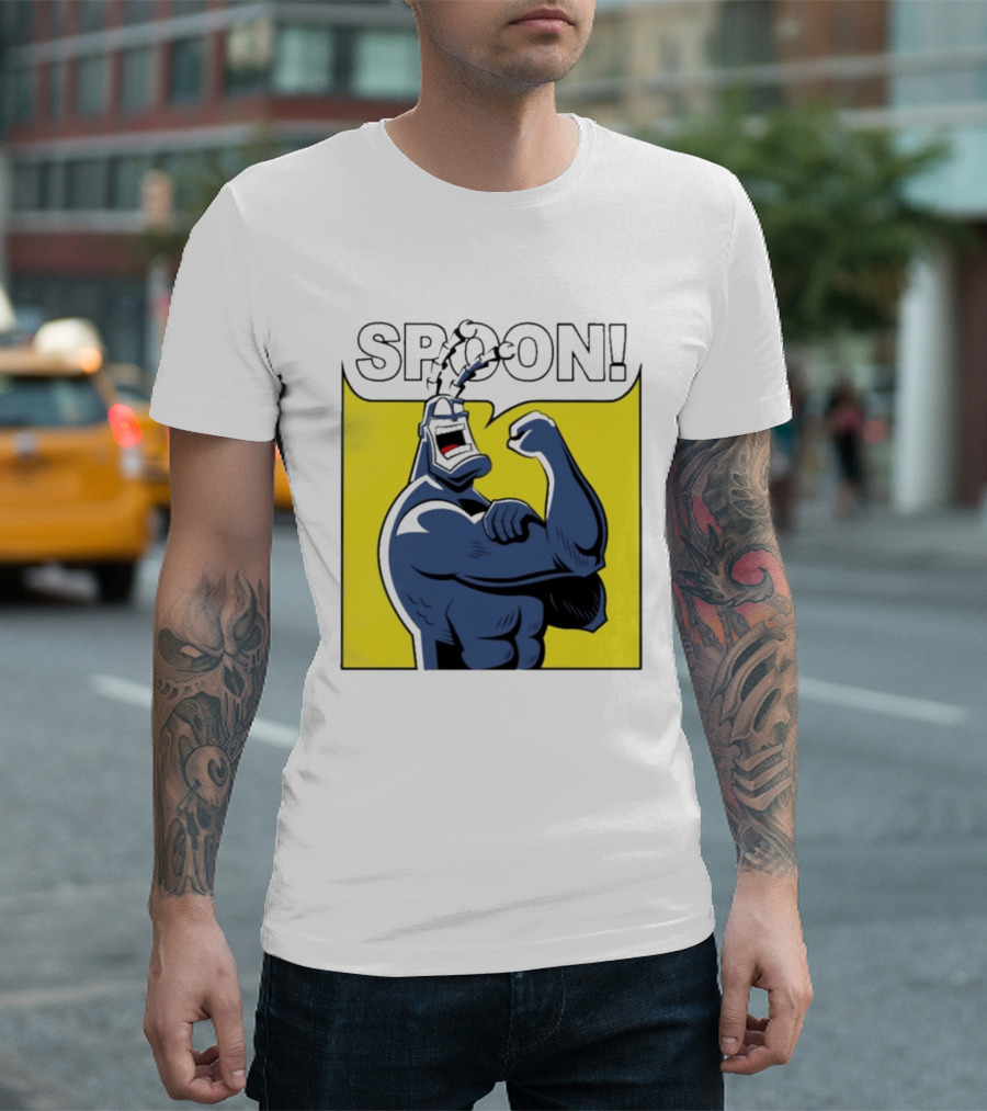 Spoon Mighty Hero Cartoon Catchphrase T-Shirt