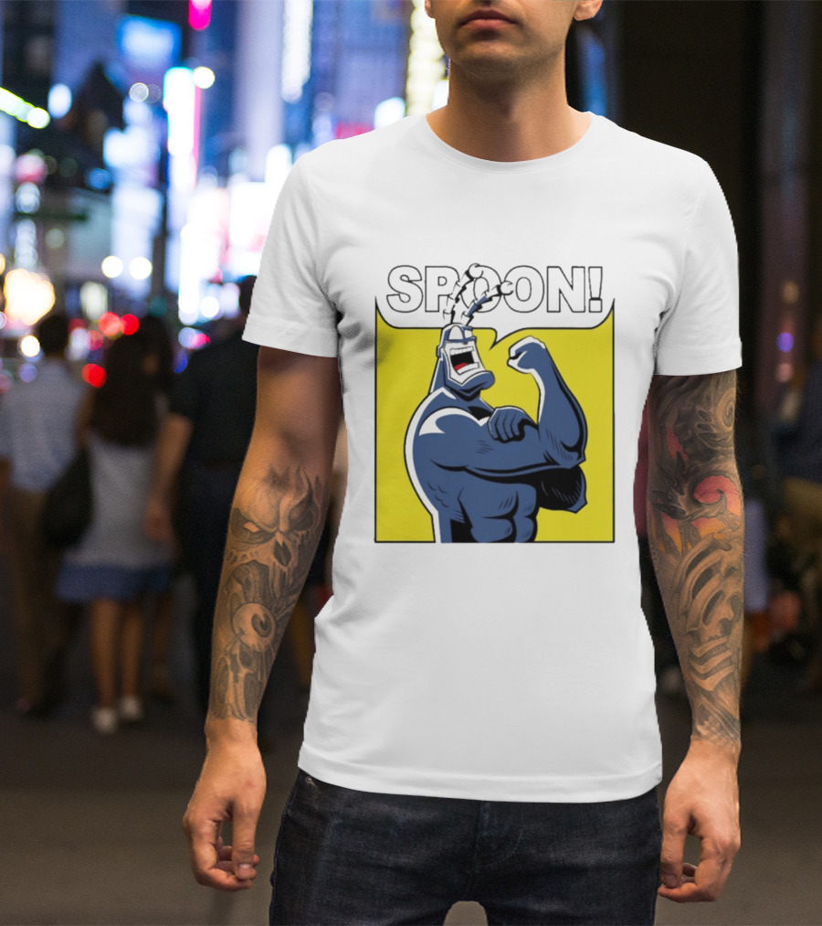 Spoon Mighty Hero Cartoon Catchphrase T-Shirt