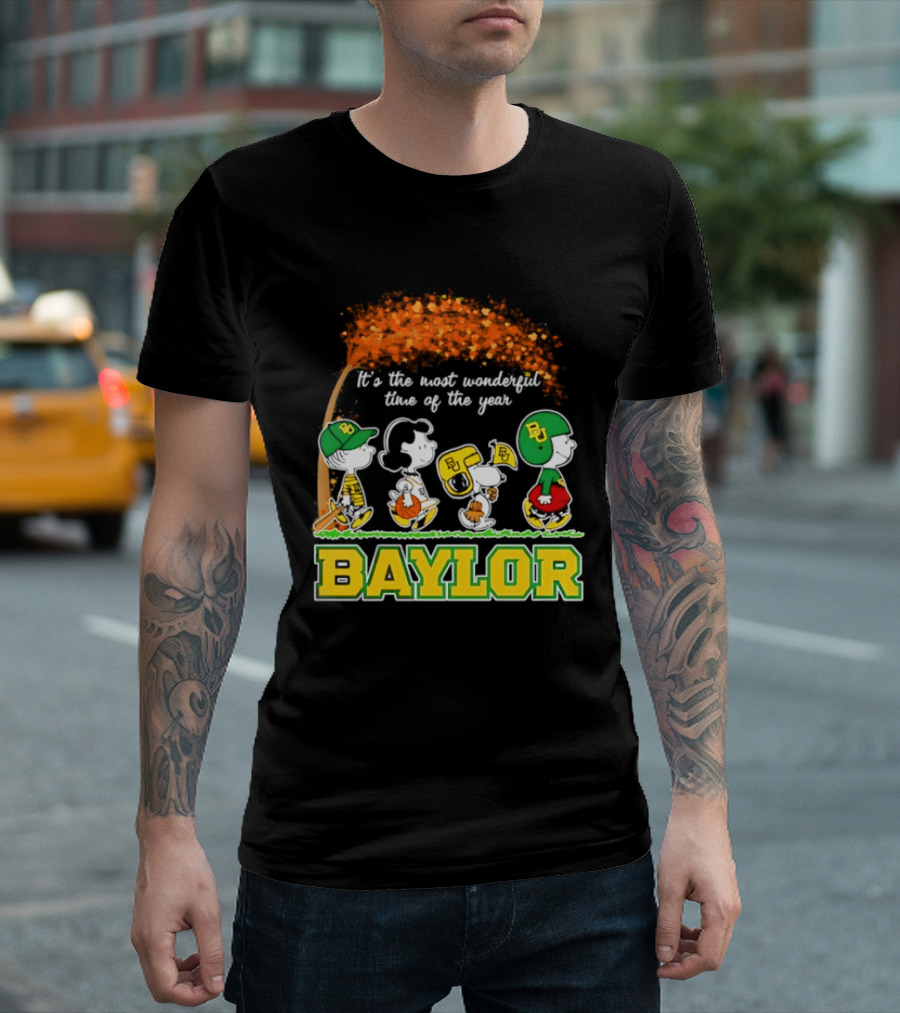 Baylor Bears Peanuts It's The Most Wonderful Time Of The Year Halloween 2026 Charlie Brown Snoopy Woodstock T-Shirt