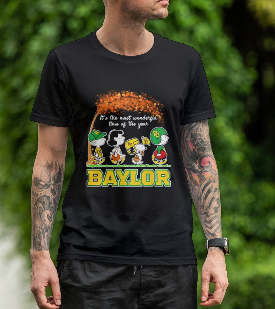 Baylor Bears Peanuts It's The Most Wonderful Time Of The Year Halloween 2026 Charlie Brown Snoopy Woodstock T-Shirt