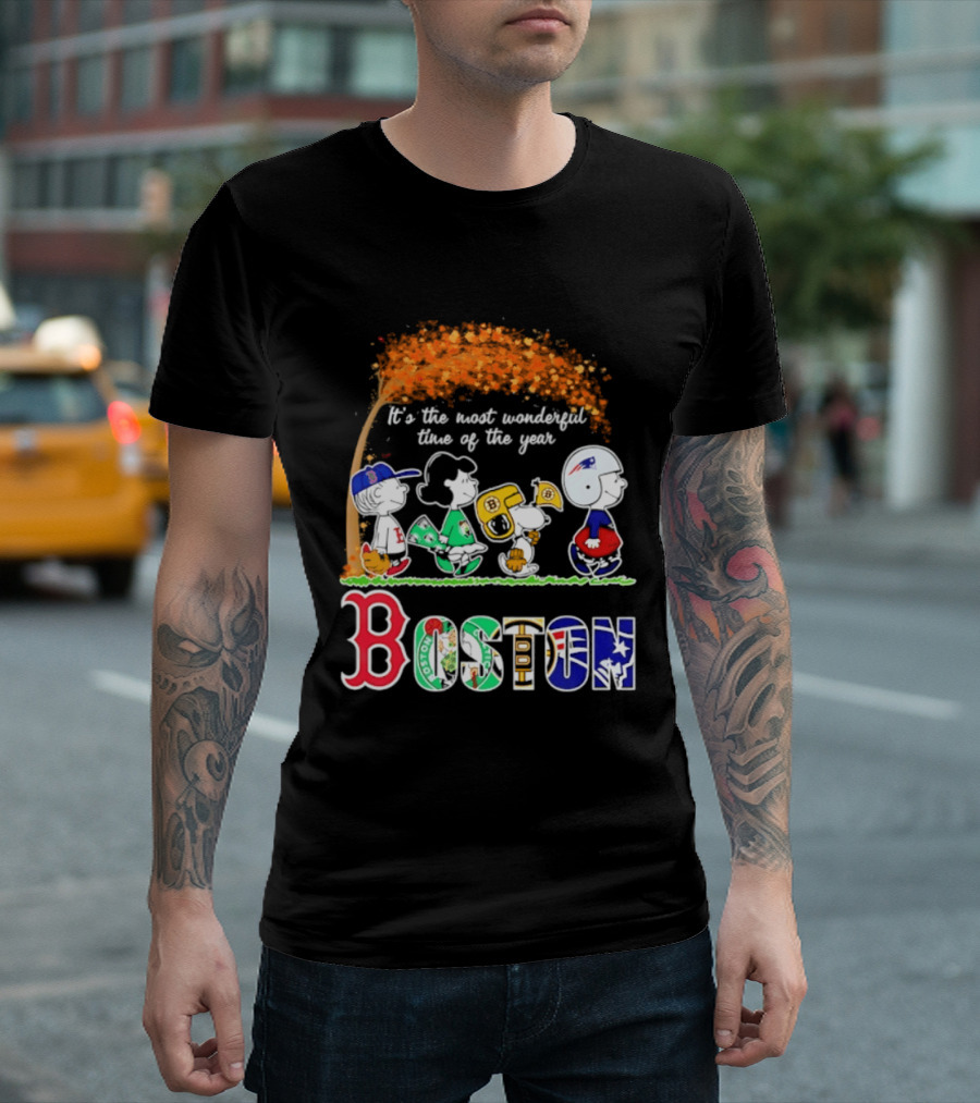 Boston Sports Team X Peanuts It's The Most Wonderful Time Of The Year Halloween 2026 Fall Autumn T-Shirt