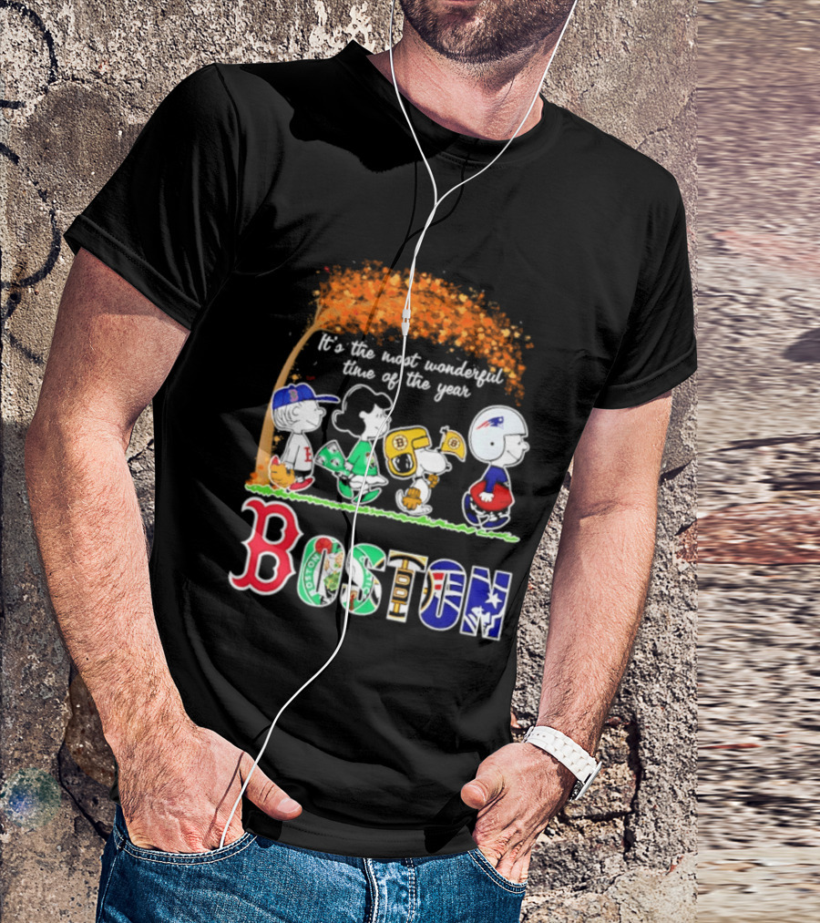Boston Sports Team X Peanuts It's The Most Wonderful Time Of The Year Halloween 2026 Fall Autumn T-Shirt