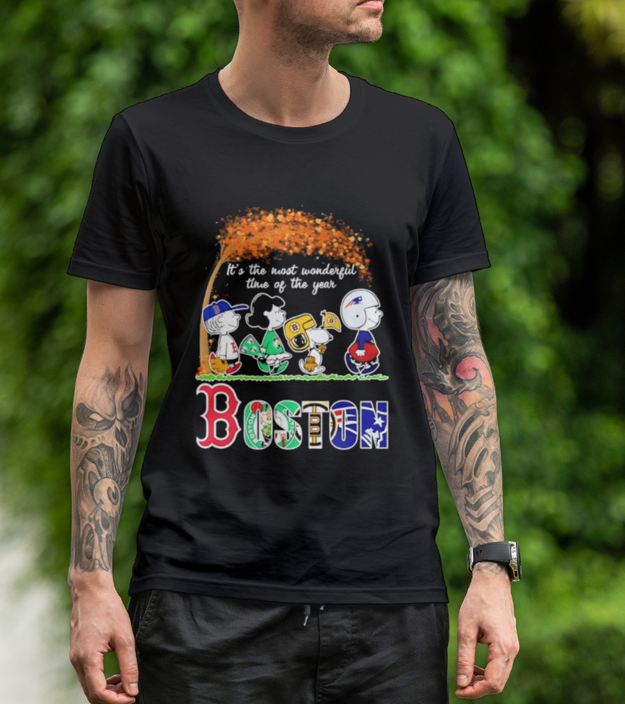 Boston Sports Team X Peanuts It's The Most Wonderful Time Of The Year Halloween 2026 Fall Autumn T-Shirt